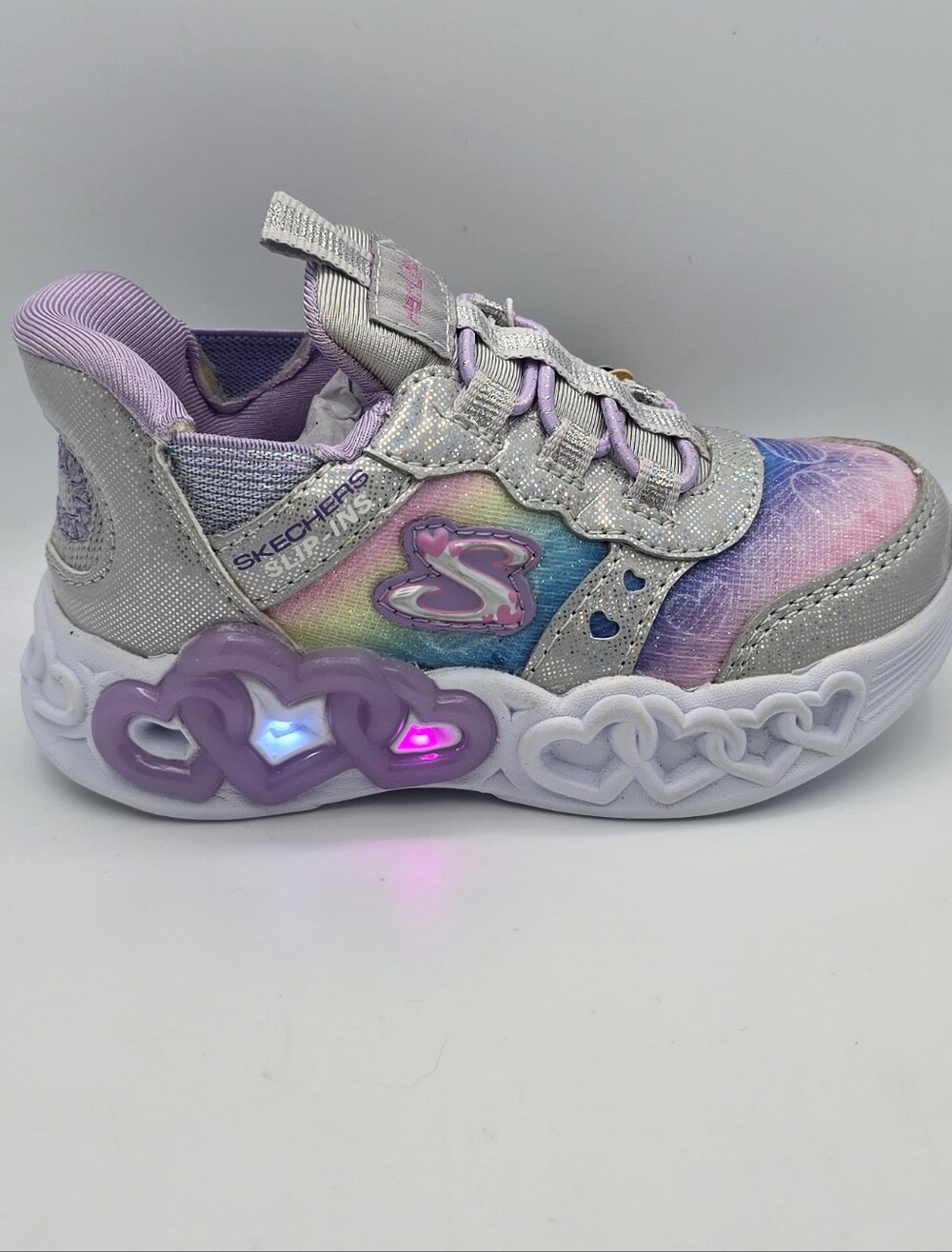 Skechers Kids Light-Up Heart Sneakers - Lavender Pink Multi